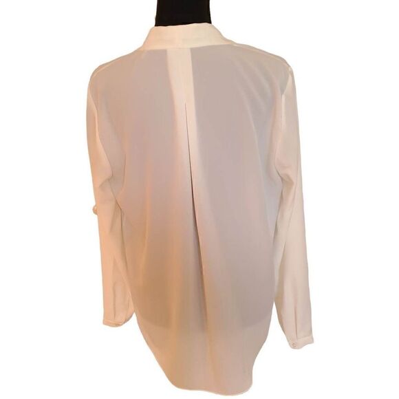 Elie Tahari Soft White Split Neckline Long Sleeve Blouse Size M - Picture 3 of 12